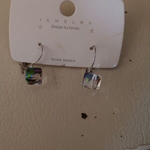 Chic Silver and Multicolor Cube Earrings